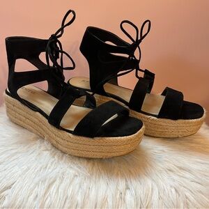 Shoe Dazzle Black Espadrille Sandals